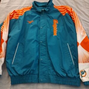 Vintage Miami Dolphins Reebok Pro Line Teal and Orange Light Weight Jacket L